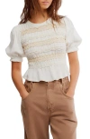 Free People Maxey Lace Trim Cotton Top In Neutral