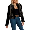 Free People Maxxie Bead Detail Velvet Jacket In Black