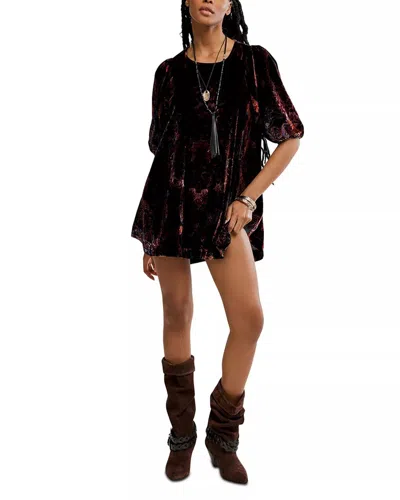 Free People Maye Printed Velvet Dress In Dark Black In Multi