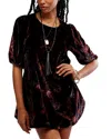 Free People Maye Printed Velvet Tunic Dress In Black