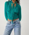 Free People Meet Me There Buttondown Top In Green Balsam In Multi