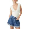Free People Meg Rib Bodysuit In Ivory