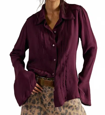 Free People Melrose Button-down Top In Chocolate Grape In Brown
