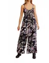 Free People Melrose Smocked Wide Leg Jumpsuit In Black
