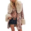 Free People Mercer Faux Fur Trim Tapestry Coat In Pink