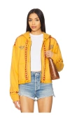 Free People Mermaid Embroidery Detail Graphic Zip-up Hoodie In Mustard