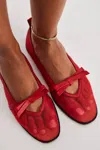 Free People Mesh Mania Bow Flats In Red Mesh In Red