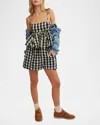 Free People Mia Plaid Tank Top In Black Combo