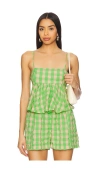 Free People Mia Plaid Tank Top In Exotic Lime