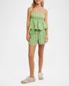 Free People Mia Plaid Tank Top In Exotic Lime Combo