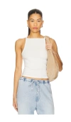 Free People Mia Straight Neck Tank Top In Ivory