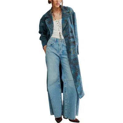 Free People Micah Jacquard Duster Cardigan In Blue