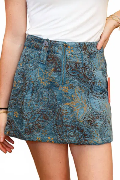 FREE PEOPLE MICAH MINI SKIRT IN BLUE COMBO