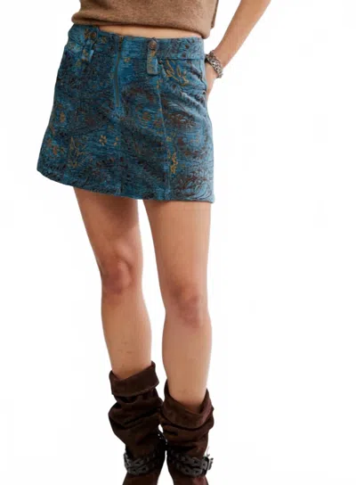 Free People Micah Mini Skirt In Blue Combo