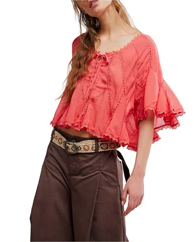 Free People Michelle Lace Trim Top In Red