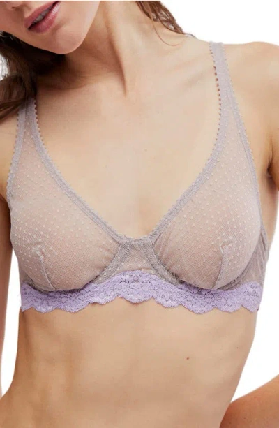 Free People Midweek Dotted Mesh Underwire Bra In Cashmere Combo