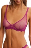 Free People Mid Week Dotted Mesh Underwire Bra In Magenta Haze
