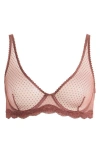 Free People Mid Week Dotted Mesh Underwire Bra In Mocha