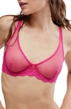 FREE PEOPLE MID WEEK DOTTED MESH UNDERWIRE BRA