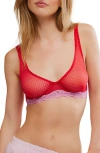 Free People Mid Week Dotted Mesh Underwire Bra In Red