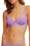 Free People Mid Week Dotted Mesh Underwire Bra In Violet Panic