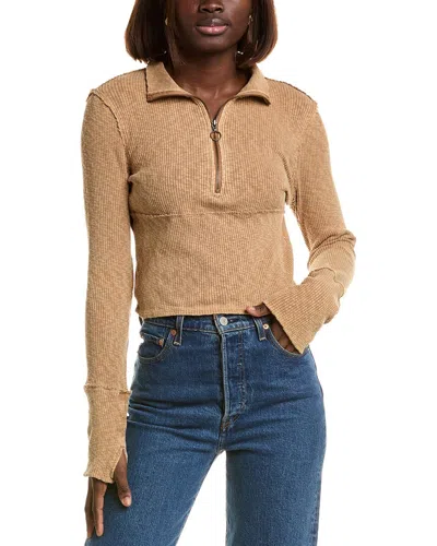 Free People Midnight 1/2-zip Pullover In Brown