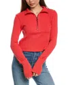 Free People Midnight 1/2 Zip Top In High Risk Red In Red
