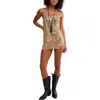 Free People Midnight Kiss Sequin Mini Slipdress In Brown