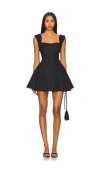 Free People Midnight Magic Mini Skater Dress In Black In Black