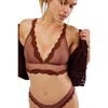Free People Midweek Bra Women's Mocha Lace Rrim Longline Racerback Gbo1272 In Brown