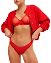 Free People Midweek Dotted Mesh Thong In Fiery Red