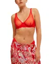 Free People Mid Week Dotted Mesh Underwire Bra In Fiery Red