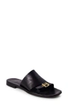 Free People Womens Leather Padded Isole Slide Sandals In Black