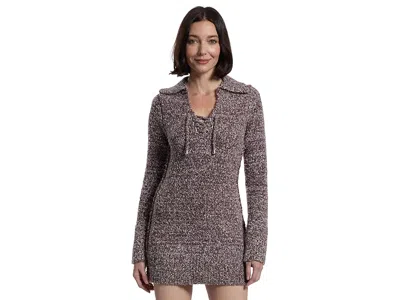Free People Milena Long Sleeve Mini Sweater Dress In Brown