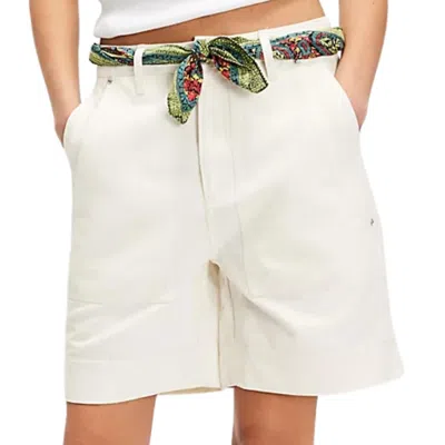 Free People Milo Carpenter Shorts In Clean Ivory In Multi
