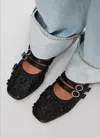 Free People Mimosa Mary Jane Flats In Black In Black