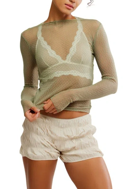 Free People Minding My Business Sheer Top In Green