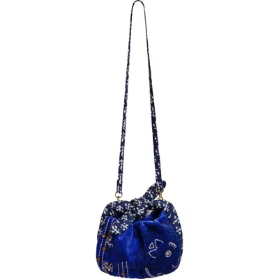 Free People Mini Aria Velvet Top Handle Bag In Sapphire