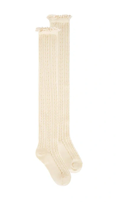 Free People Misty Net Pointelle Tall Socks In White