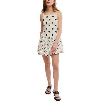 Free People Misty Polka Dot Bubble Hem Minidress In Neutral