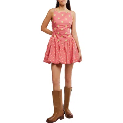 Free People Misty Polka Dot Bubble Hem Minidress In Pink