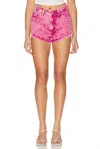 Free People Mixed Emotions Distressed High-low Denim Shorts In Pink