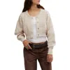 Free People Mixed Media Cotton Blend Cable Cardigan In Crystal Grey