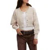 Free People Mixed Media Cotton Blend Cable Cardigan In Crystal Grey