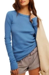 Free People Mixed Stitch Top In Copenhagen Blue