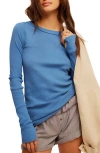 Free People Mixed Stitch Top In Copenhagen Blue