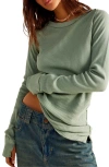Free People Honey B Crewneck Top In Iceberg Green