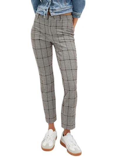 Free People Molly Plaid Slim Pants In Grey