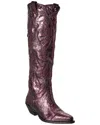 Free People Moody Metallic Leather Cowboy Boot In Pink