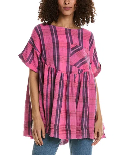 Free People Moon City Plaid Top In Pink